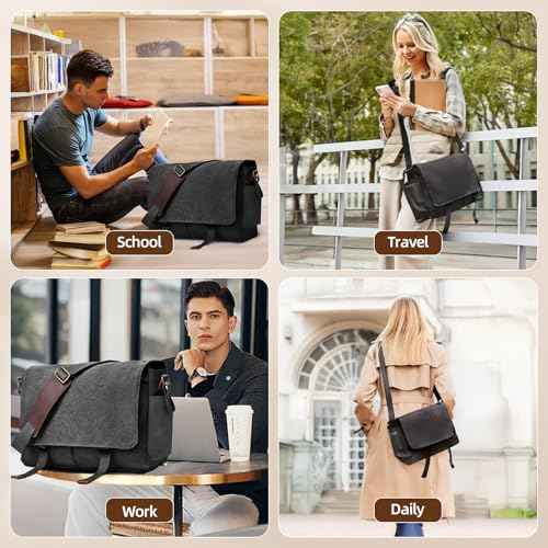 Messenger Bag for men Laptop Bag UnisexRetro Canvas Bag14-15.6 inches Casual single shoulder bag For Work College Travel