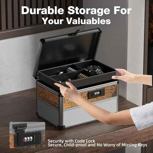 Glosen security lock box with code medicine lock box for Personal Items (Size Small 10inch-Black) Lockable Dorm Storage Trunk with code Lock,Briefcase