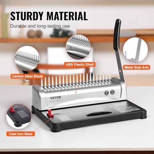 VEVOR Binding Machine, Comb Binding Machine 21-Holes Binding 450 Sheets, Book Binder Machine with 100 PCS 3/8'' Comb Binding Spines, for Letter Size, A4, A5