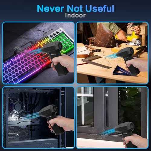 Compressed Air Duster 130000RPM Electric Air Duster Knob Adjustment Gear Rechargeable Cordless Jet Air Blower Turbo Fan for Computer Keyboard Outdoors Car Home