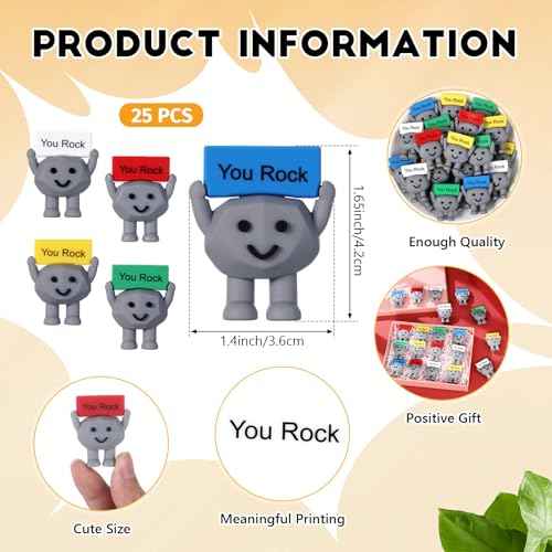 Gejoy 25 Pcs Mini Rubber You Rock Toys Positive Gifts You Rock Mini Figurines Decorations and Encouragement Birthday Motivational Gifts for Colleague Staff Teacher