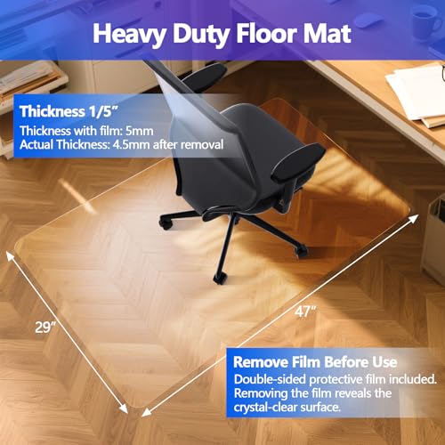 Office Chair Mat for Carpet, 29¡±x47¡±x1/5¡± Rectangle Office Chair Mat for Hardwood Floor Crystal Clear Heavy Duty Desk Floor Protector for Carpet Hard Wood
