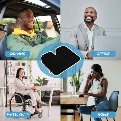 KH Ergo & Wellness Office Chair Cushion, Memory Foam Seat Cushion, Office Chair and Car Seat Cushion, Chair Driving Pillow, Standard (Black)
