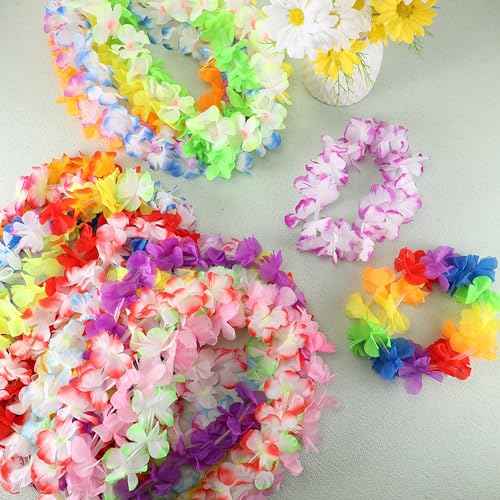 Sherr 24 Pcs LED Leis Light Up Wedding Hawaiian Leis Flower Necklace Hawaiian Leis with LED Lights Beach Tropical Carnival Party Wedding Supplies Luau Leis for Masquerade£¨Blood Rose£©