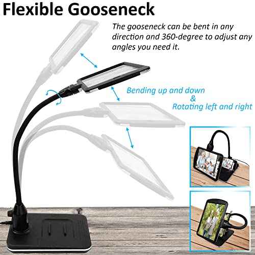 4X Gooseneck Magnifying Lamp Lighting with 28 SMD LEDs, Table Desktop Stand Magnifier Hands-Free for Hobby, Sewing, Crafts, Close Work, etc.