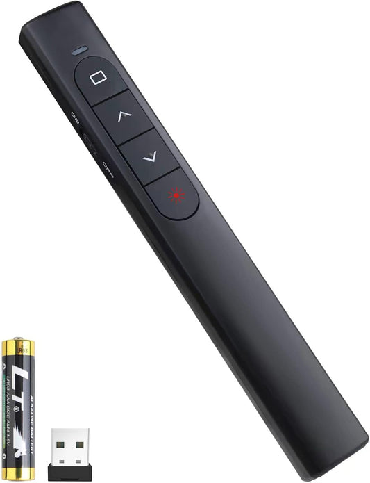 Skiennix Wireless Presenter Remote - Presentation Clicker with Hyperlink & Volume Control | Compatible with Keynote, PPT, Mac, PC, Laptop (Battery Included)