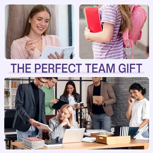 24 Set Employee Appreciation Gift Thank You Notebook with Sticky Note Inspirational Team Journal Notepad Bulk Ballpoint Pen Keychain for Teacher Nurse Coworker (Boho Color, Stylish)