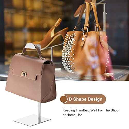 uxcell Purse Display Stand Set 3 Pack Metal Adjustable Handbag Rack Single Hook Holder for Boutique Store - Silver