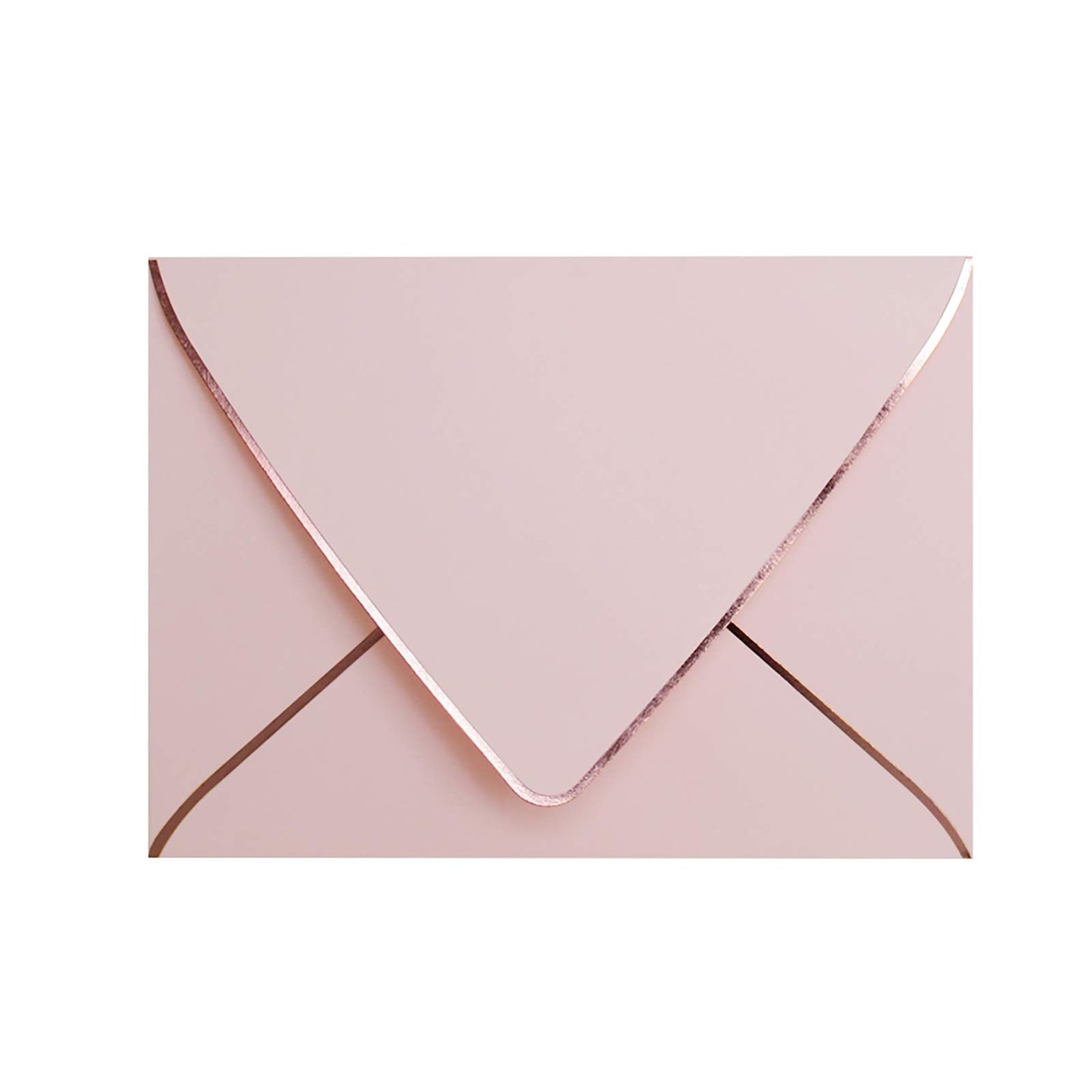 A7 Pink Envelopes 50 Pack With Rose Gold Border Christmas Envelopes Quick Self Seal, For 5x7 Cards| Perfect for Weddings, Invitations, Photos, Graduation, Baby Shower (Pink-rose golden border)