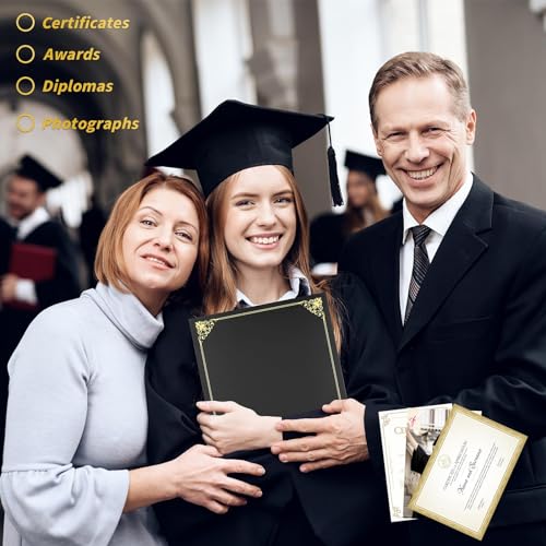 Oleitodh 50 Pack Black Certificate Holders 8.5x11 Diploma Covers | Foldable 250gsm