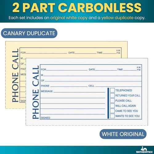 1InTheOffice Phone Message Book 2 Part Carbonless, 5.5" x 11", 2-Part Carbonless, 400-Set/Book - 4 Pack