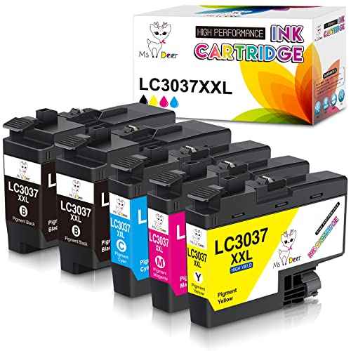Miss Deer LC3037 Ink Cartridges Compatible Replacement for Brother LC3037 LC3037XXL LC3039, High Yield use with MFC-J6945DW MFC-J5845DW XL MFC-J5945DW MFC-J6545DW XL (2 BK/C/M/Y) 5PK