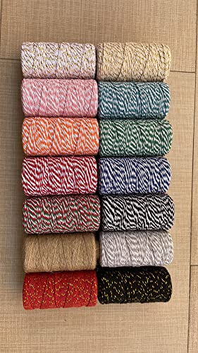 Flipped 328 ft Pink & White Twine String for Craft, Gift Wrapping, Macrame, Bake/Baker’s Rope