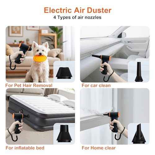 X117 Compressed Air Duster-150000RPM Super Power Electric Air Duster, 3-Gear Adjustable Mini Blower with Fast Charging, Dust Blower for Computer, Keyboard, House, Outdoor and Car