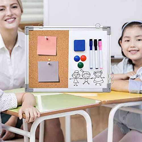 16x12 Inch Magnetic Whiteboard & Corkboard Combo for Office & Home