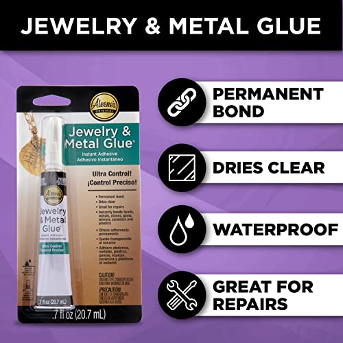 Aleene's Jewelry & Metal Glue .70 oz - Permanent Clear Waterproof Adhesive