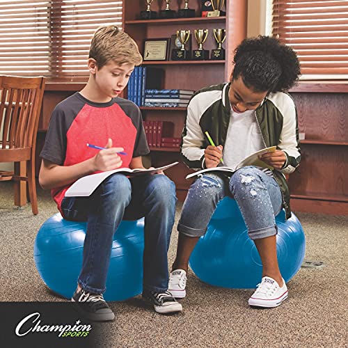 Champion Sports FitPro Balance Ball Chair with Wheels (Youth Chair, Gray & Blue)