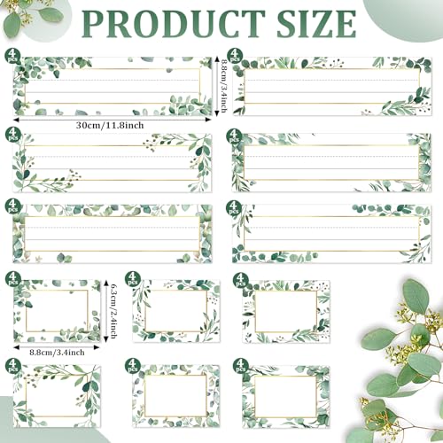 Hedeey Eucalyptus Nameplate Set - 48 Self-Adhesive Classroom Student Desk Tags