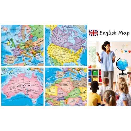 Exerz 8" World Globe - Political Map Educational- Self Assembled School Globe