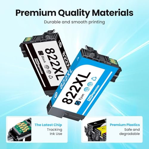 822XL Ink Cartridges Remanufactured Replacement for Epson 822XL Ink Cartridges Combo Pack for Epson 822 XL Use with Workforce Pro WF-3820 WF-4820 WF-4830 WF-3823 WF-4834 (Black Cyan Magenta Yellow)