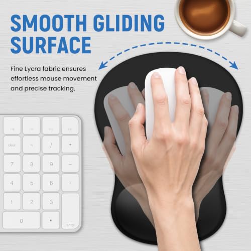 ZapDesk Black Ergonomic Mouse Pad with Gel Wrist Rest - Support & Comfort