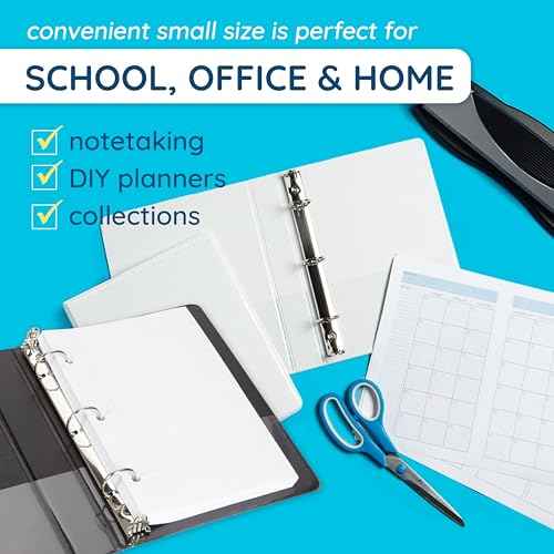Blue Summit Supplies Mini 3-Ring Binder, Junior 1 Inch, Small 3-Ring Binder, Small Size Fits 5 1/2 x 8 1/2 Paper, Set of Mini Binders Ideal for Playbills or Planner, Black, 6 Pack