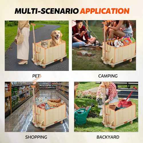 Foldable Shopping Cart,330lbs Folding Cart with Wheels, Utility Foldable Wagon,Collapsible Utility Cart for Camping, Groceries, Garden Care, Pet Stroller (28.35"¡¿15.75"¡¿18.9")