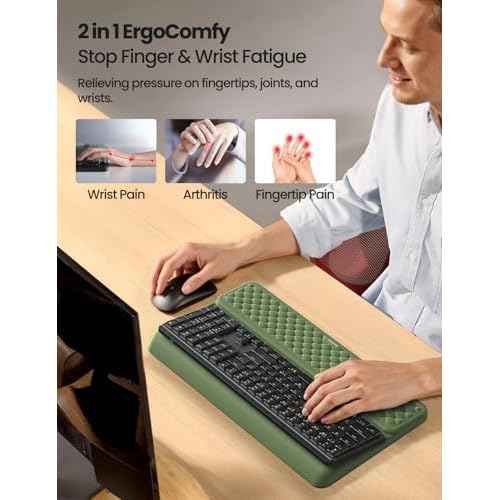 Vaydeer Wrist Rest with Keyboard Stand, Computer Wrist Support Pad, Ergonomic Keyboard Riser Holder Lifter Tray with Wrist Pad, Soft Memory Foam Desk Cushion, Palm Hand Typing for Office Home School