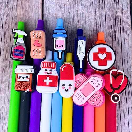 10 PC Nurse Pens | Funny Best Cute Nurses Pen Set Accessories for Work, Nursing Student, Medical Assistant, NICU, ER, ICU; Must haves Gifts, Essentials, Nurses Week Bulk, Appreciation Gift