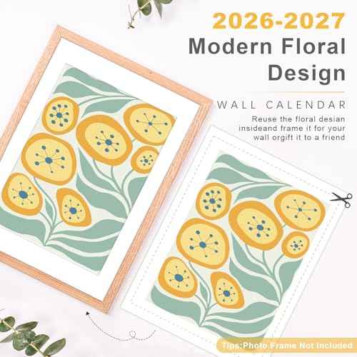 Guasslee Wall Calendar 2026-2027, Vertical Calendar Wall 2026, 18-Month Aesthetic Calendar From 2026 Jan-2027 Jun, 28" X 11" Monthly Planner Wall With Thick Paper, Floral Design for Home Office