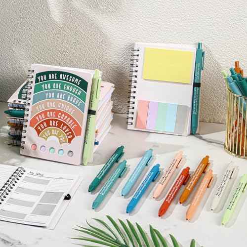 Janlaugh 60 Pcs Mental Health Awareness Gifts Includes 30 Mental Health Planners Notebook with Adhesive Notes 30 Ballpoint Pen Therapist Journal Self Care Items Positive Affirmation
