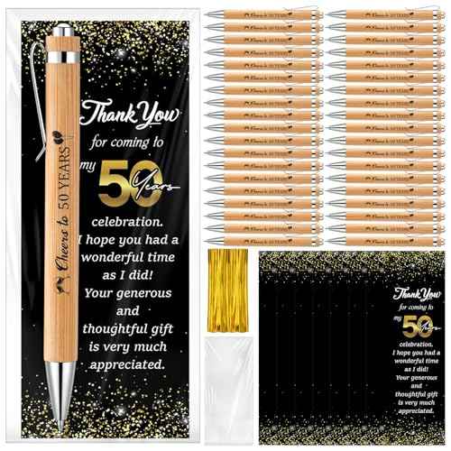 50 Sets 50th Birthday Party Favors for Guests Anniversary Party Favor Include 50 Ballpoint Pens with 50 Thank You Cards 100 Bags and Twist Ties for Anniversary Birthday Wedding Shower