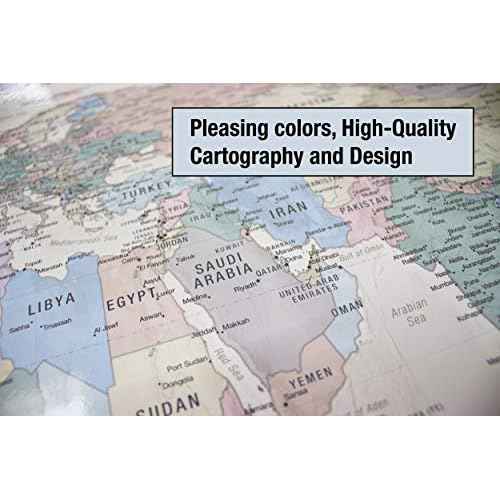 Gall Orthographic World Map | Most Accurate World Map - Countries are Shown in Correct Proportion to Each Other | Laminated World Map | 36¡± x 24¡±