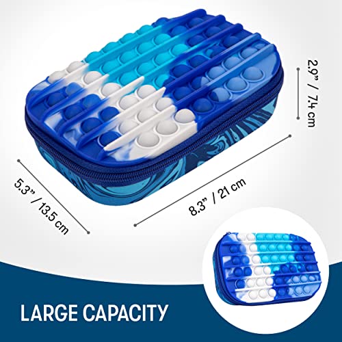 ZIPIT POP Pencil Case for Boys - Blue Silicone Sensory Fidget Storage