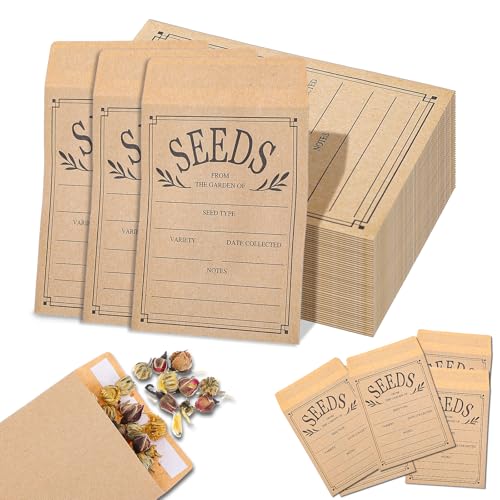 Tolare 200 Pcs Seed Envelopes for Seed Storage, Self-Adhesive, 4.7x3.15 Inches