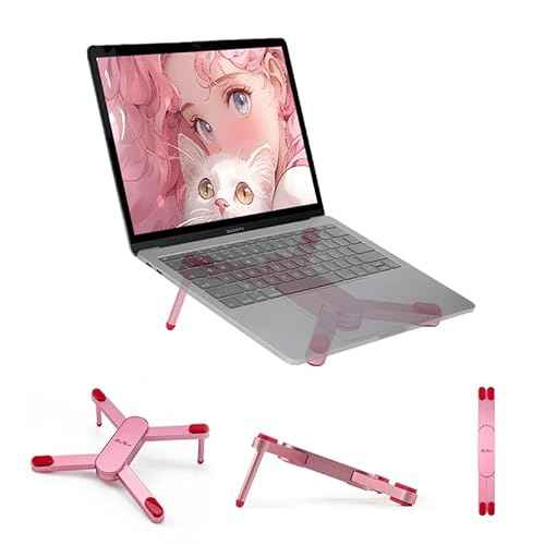 SayRose Portable Laptop Stand for Desk, Aluminum Ergonomic Computer Stand Foldable Compact Laptop Riser for Gaming, Travel, Desk Accessories Gifts for Women