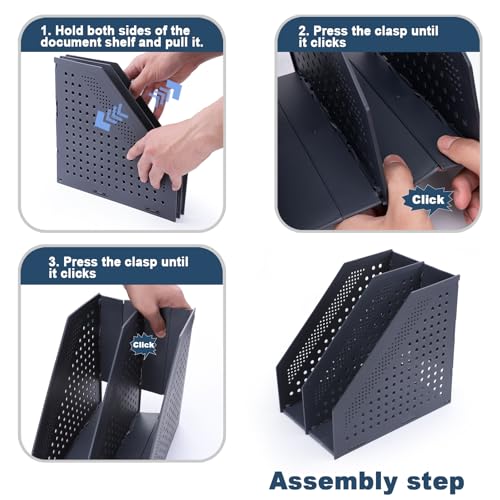 Fretonba Collapsible 2-Compartment Magazine File Holder - Dark Gray