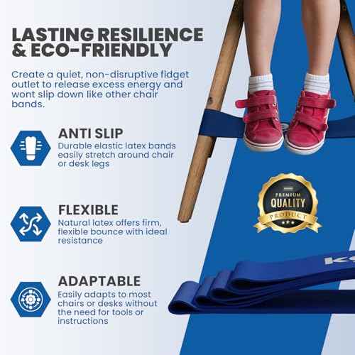 12 Pack Chair Bands, Anti Slip Chair Bands for Kids with Fidgety Feet, ADHD Chair Bands for Classroom, Desk Bands for Student Desks, Sensory Chair Rubber Bands