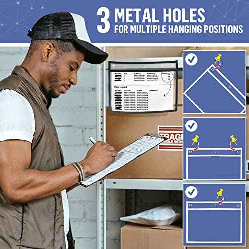 30 Pack Horizontal Job Ticket Holders 8.5x11 - Landscape Shop Ticket Holders 8 1/2 x 11 - Work Order Plastic Sleeves for Documents - Dry Erase Pocket Sleeve - Dry Erase Sleeves Clear Pocket Sleeve