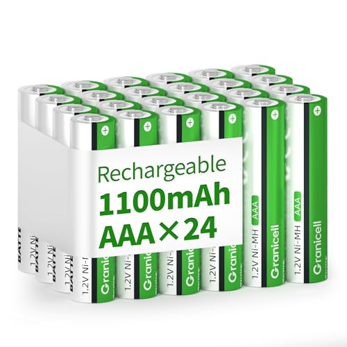Granicell 24-Pack AAA NiMH Rechargeable Batteries - High Capacity 1100mAh, Long-Lasting Power, Pre-Charged Eco-Friendly