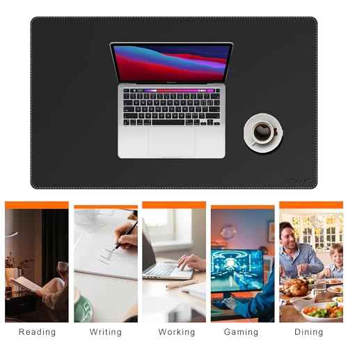 Mydours 36¡± x 24¡± Large Desk Mat - XL Desk Pad with PU Leather Surfaces - Extended Desk Mat for Home Office & Computer Workstation - Gaming Mouse pad for Keyboard & Laptop (Black)