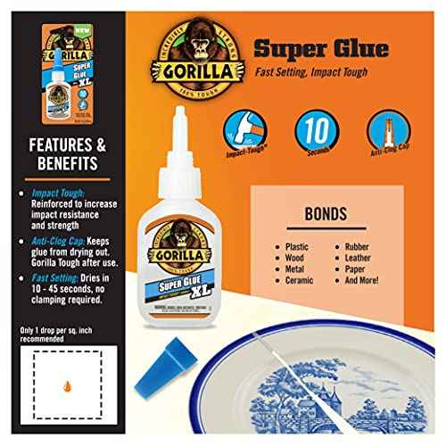 Gorilla Super Glue XL, Clear Glue, 25 Gram (Pack of 2) - All Purpose and Fast Setting for Projects and Repairs