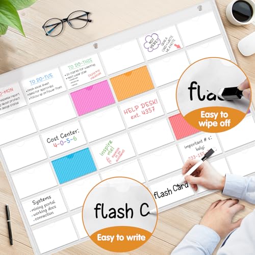 AKAYOK 3''x5'' Index Card Holder Sleeve - 36 Transparent Pockets Organizer for Office Classroom Home