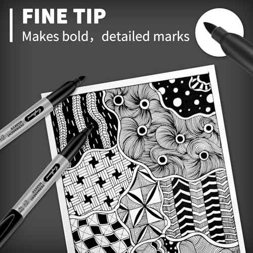 Black Permanent Markers Bulk Fine Point, Fine Tip Markers Set, Quick Drying and Fade Resistant, Works on Wood, Plastic, Paper, Metal for Classroom, Office, Home, 30 Count