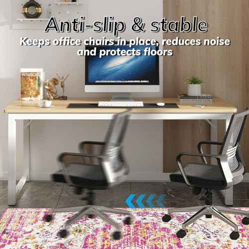 Office Chair Mat for Hardwood Floor, 36"x48" Anti-Slip Desk Chair Mat for Hard Floors, Under Desk Computer Rug for Rolling Chair, Easy Glide Floor Protector Mat for Home Office(Pink)