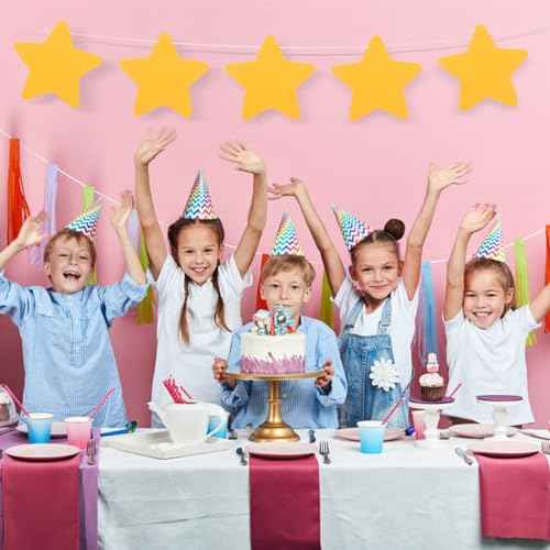 MixTeach 200 Pcs Gold Star Cutouts 4 Inch Paper Star Shapes Die Cut Yellow Double Sided Paper Star Classroom Decoration for Bulletin Board DIY Kids School Craft Projects Party Wall Decoration