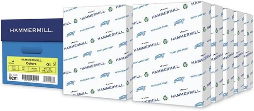 Hammermill Colored Paper - 20 lb Canary Printer Paper, 8.5 x 11 | 10 Reams (5,000 Sheets) - Made in the USA