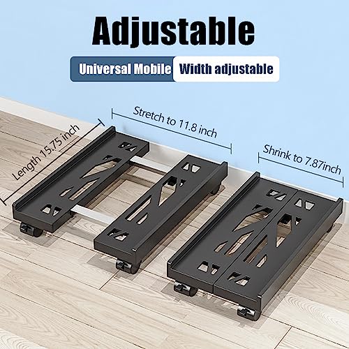 BYMECOST Adjustable PC Stand with Wheels for Carpet – Black, 7.87–11.81 in Width