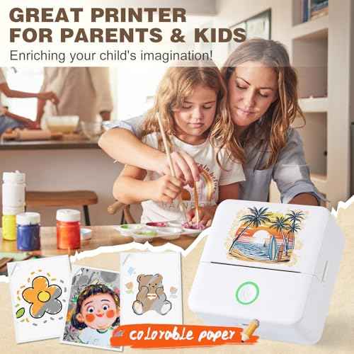 Print Pods Mini Printer, Thermal Inkless Sticker Maker with 3 Rolls Paper, Pocket Printpod for Phone, Impresora Port?til for Notes, Flashcards, Journal, DIY (Calif Beach)