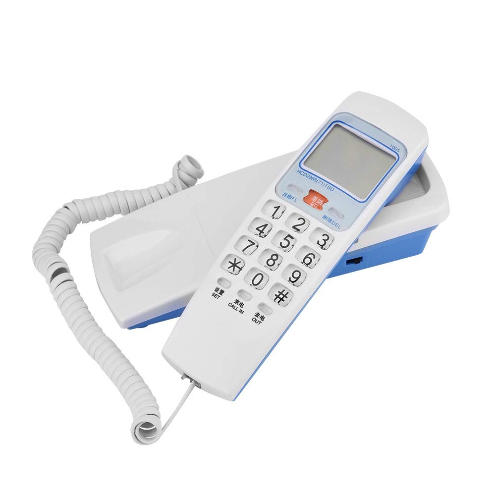 Corded Phone, /DTMF Caller ID Telephone Wall-Mounted Fixed Corded Phone Desk Put Landline Fashion Extension Telephone for Home (White)